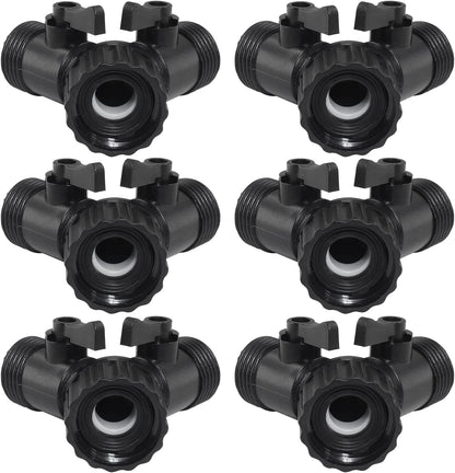 6 Pcs 2 Way Hose Adapter Y Valve Garden Hose Connector, Green
