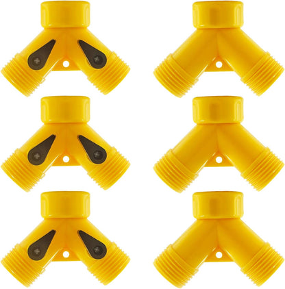 6 Pcs 2 Way Hose Adapter Y Valve Garden Hose Connector, Green