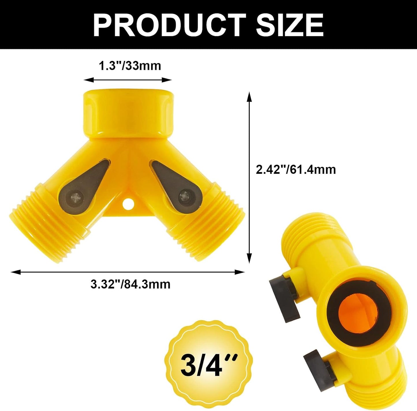 6 Pcs 2 Way Hose Adapter Y Valve Garden Hose Connector, Green