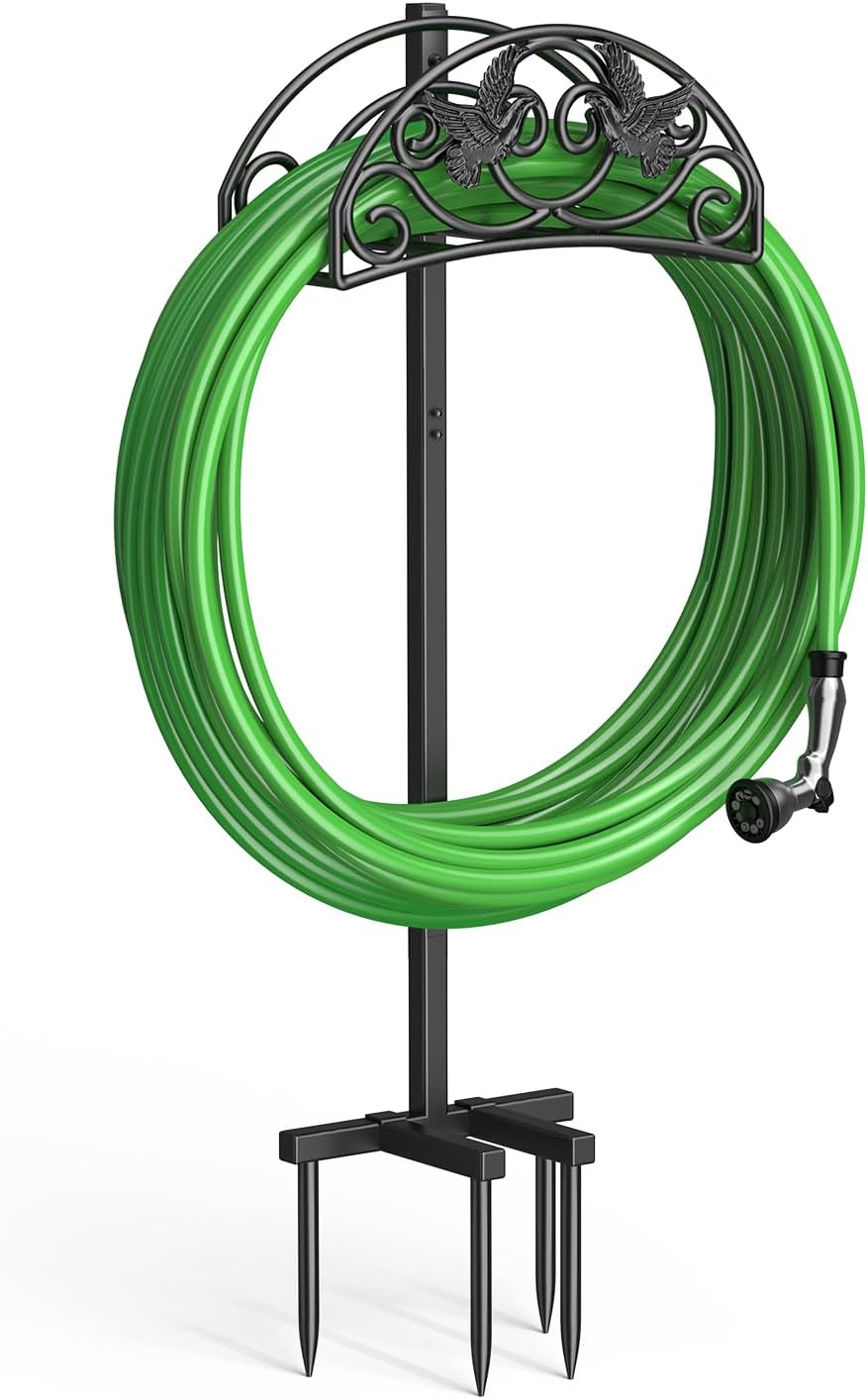 Garden Hose Holder, Detachable Metal, Heavy Duty Freestanding Outside