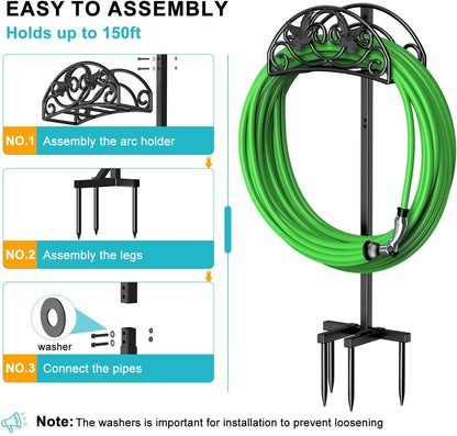 Garden Hose Holder, Detachable Metal, Heavy Duty Freestanding Outside