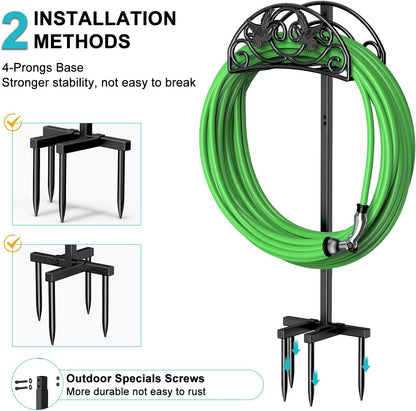Garden Hose Holder, Detachable Metal, Heavy Duty Freestanding Outside