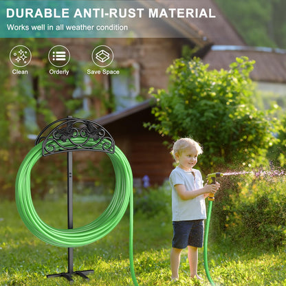 Garden Hose Holder, Detachable Metal, Heavy Duty Freestanding Outside