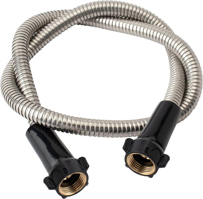 304 Stainless Steel 4ft Garden Hose with Female to Female Brass Connector, 18mm Outer Diameter Flexible & Lightweight Heavy Duty Short Water Hose for Outdoor (4 Feet)