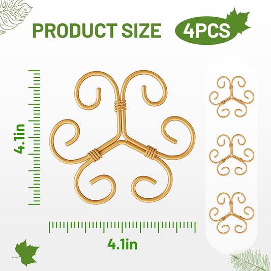 4PCS Green Iron Monstera Support, Uniquely Designed Plant Support Stakes for Indoor Plants, Stable Plant Stakes and Supports, Turtle Shell Bamboo Clamp Set for Thriving Growth
