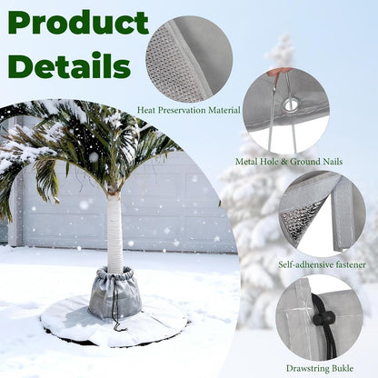 2Pcs Palm Tree Root Protectors Winter Protection,3 Layers Tree Root Thermal Winter Protector,Tree Root Frost Covers Freeze Protection for Outdoor Cold Weather(4 Ground Nails)