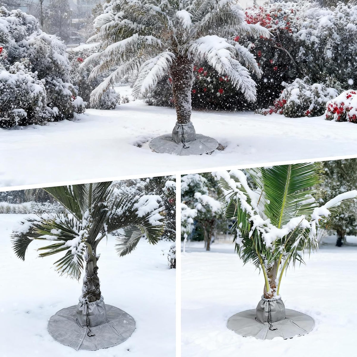 2Pcs Palm Tree Root Protectors Winter Protection,3 Layers Tree Root Thermal Winter Protector,Tree Root Frost Covers Freeze Protection for Outdoor Cold Weather(4 Ground Nails)