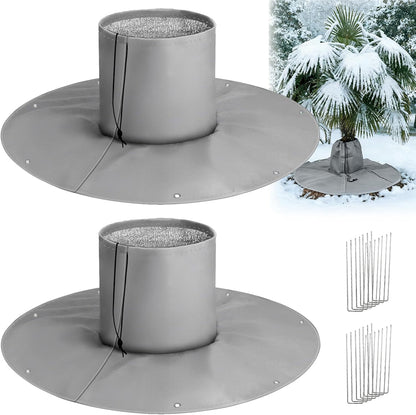 2Pcs Palm Tree Root Protectors Winter Protection,3 Layers Tree Root Thermal Winter Protector,Tree Root Frost Covers Freeze Protection for Outdoor Cold Weather(4 Ground Nails)