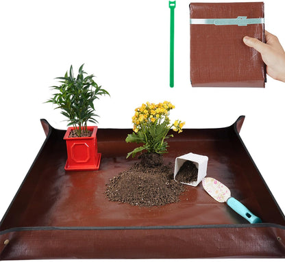 Repotting Mat for Indoor Plant Transplanting Control Mess, 26.8"X26.8" Waterproof Succulent Potting Mat Square Planting Tray Soil Change Mat Gardening Gifts for Plant Lovers