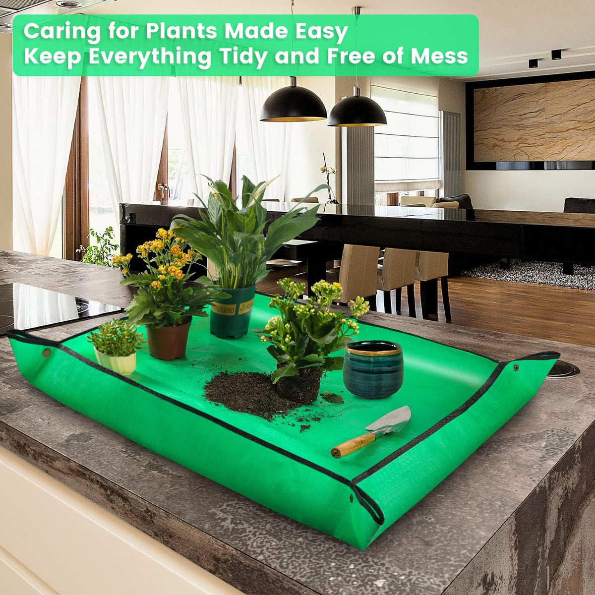 Repotting Mat for Indoor Plant Transplanting Control Mess, 26.8"X26.8" Waterproof Succulent Potting Mat Square Planting Tray Soil Change Mat Gardening Gifts for Plant Lovers