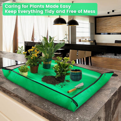 Repotting Mat for Indoor Plant Transplanting Control Mess, 26.8"X26.8" Waterproof Succulent Potting Mat Square Planting Tray Soil Change Mat Gardening Gifts for Plant Lovers