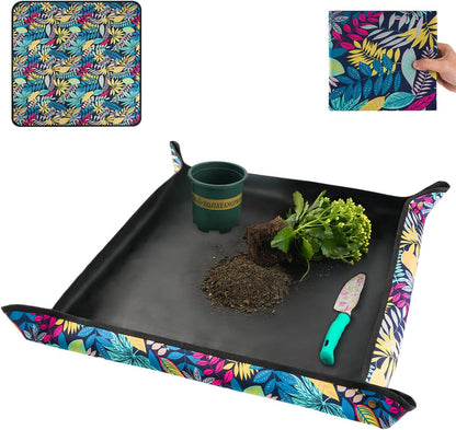 Repotting Mat for Indoor Plant Transplanting Control Mess, 26.8"X26.8" Waterproof Succulent Potting Mat Square Planting Tray Soil Change Mat Gardening Gifts for Plant Lovers