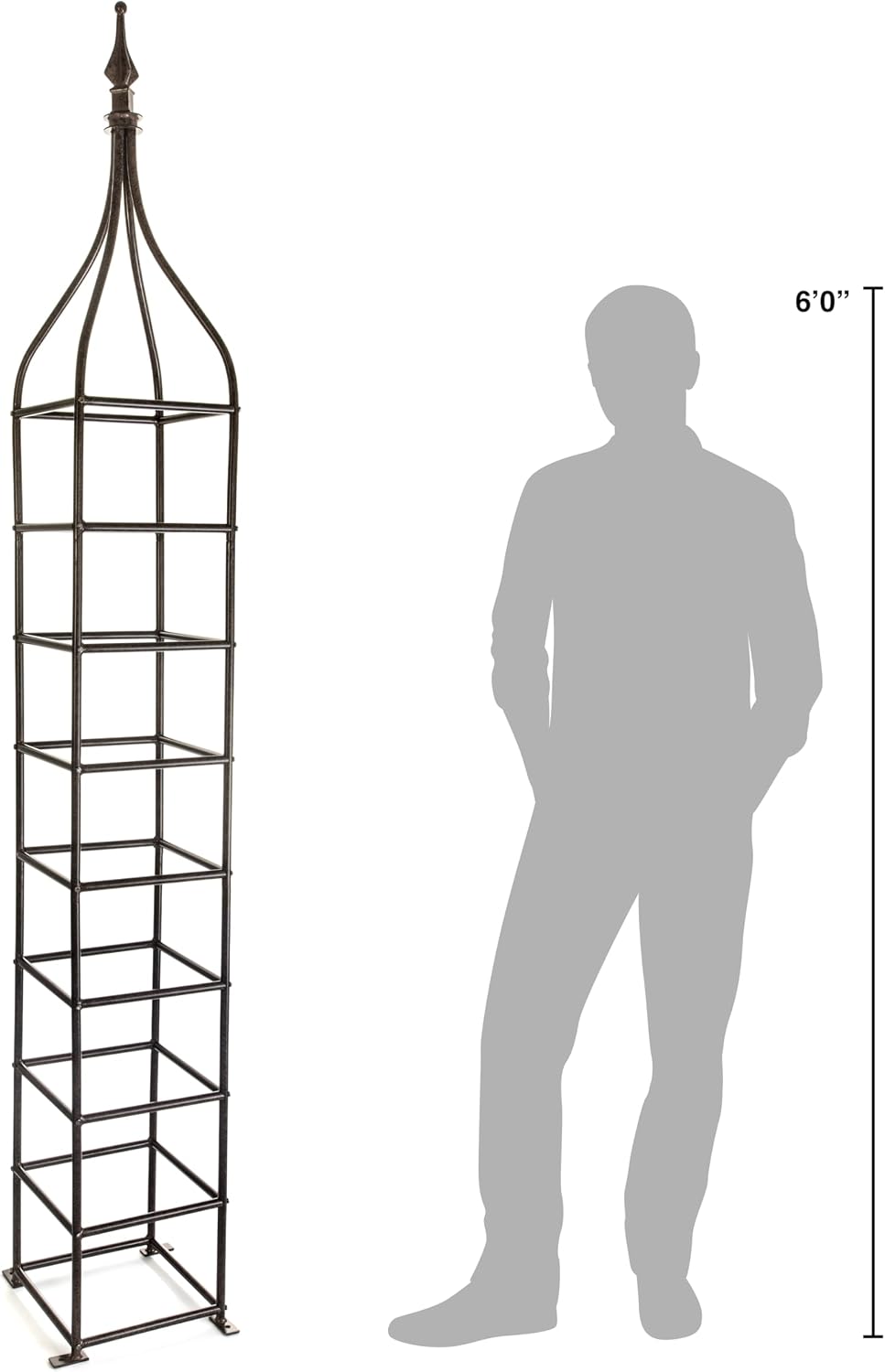 Trellis Obelisk Tall 15.5" Square x 105" H Metal Garden Decor Vertical Yard Art for Roses Climbing Plants Weather Resistant