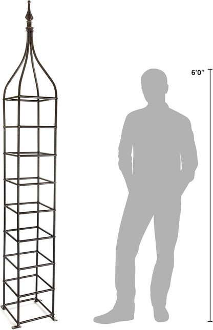 Trellis Obelisk Tall 15.5" Square x 105" H Metal Garden Decor Vertical Yard Art for Roses Climbing Plants Weather Resistant