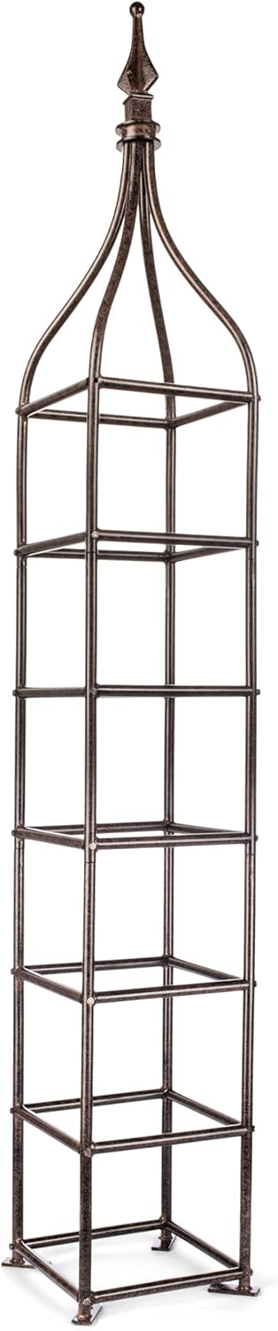 Trellis Obelisk Tall 15.5" Square x 105" H Metal Garden Decor Vertical Yard Art for Roses Climbing Plants Weather Resistant