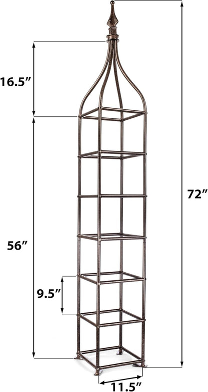 Trellis Obelisk Tall 15.5" Square x 105" H Metal Garden Decor Vertical Yard Art for Roses Climbing Plants Weather Resistant