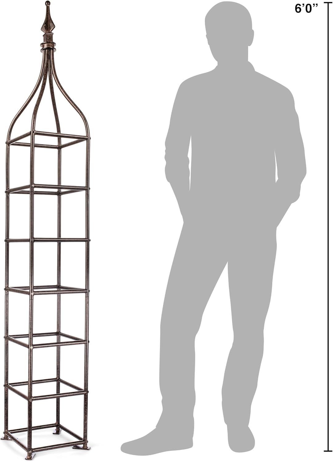 Trellis Obelisk Tall 15.5" Square x 105" H Metal Garden Decor Vertical Yard Art for Roses Climbing Plants Weather Resistant