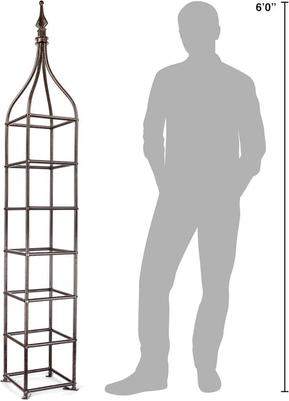 Trellis Obelisk Tall 15.5" Square x 105" H Metal Garden Decor Vertical Yard Art for Roses Climbing Plants Weather Resistant