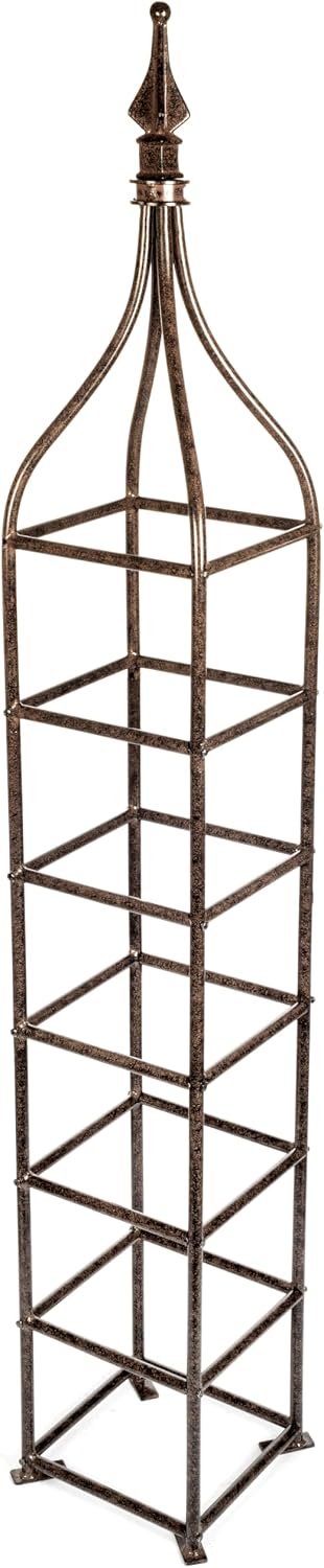 Trellis Obelisk Tall 15.5" Square x 105" H Metal Garden Decor Vertical Yard Art for Roses Climbing Plants Weather Resistant