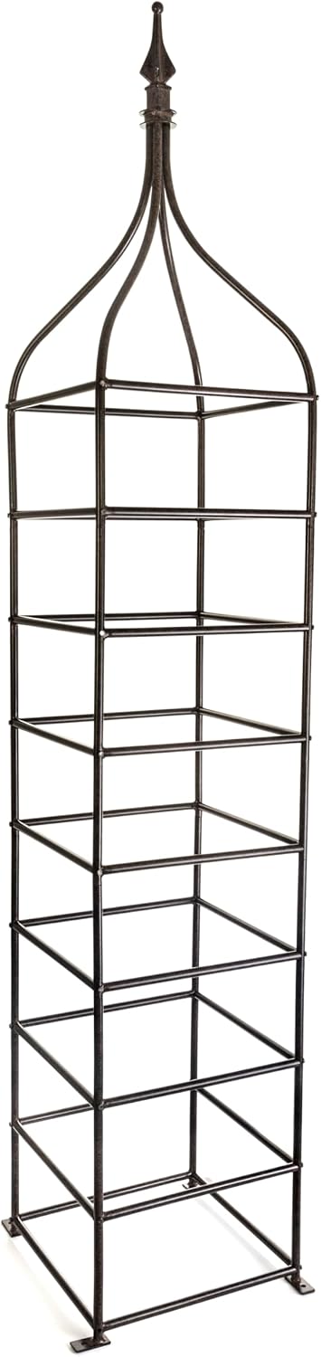 Trellis Obelisk Tall 15.5" Square x 105" H Metal Garden Decor Vertical Yard Art for Roses Climbing Plants Weather Resistant