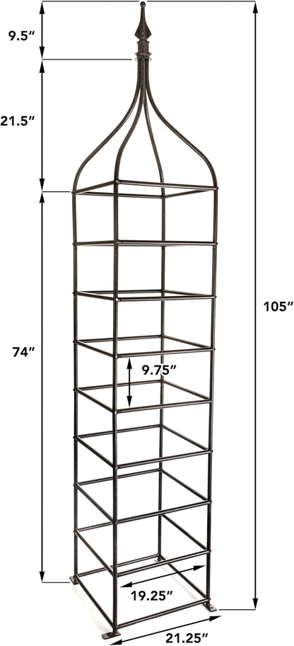 Trellis Obelisk Tall 15.5" Square x 105" H Metal Garden Decor Vertical Yard Art for Roses Climbing Plants Weather Resistant