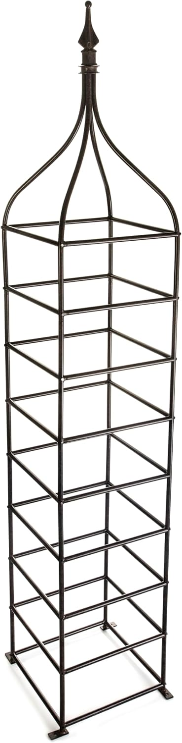 Trellis Obelisk Tall 15.5" Square x 105" H Metal Garden Decor Vertical Yard Art for Roses Climbing Plants Weather Resistant