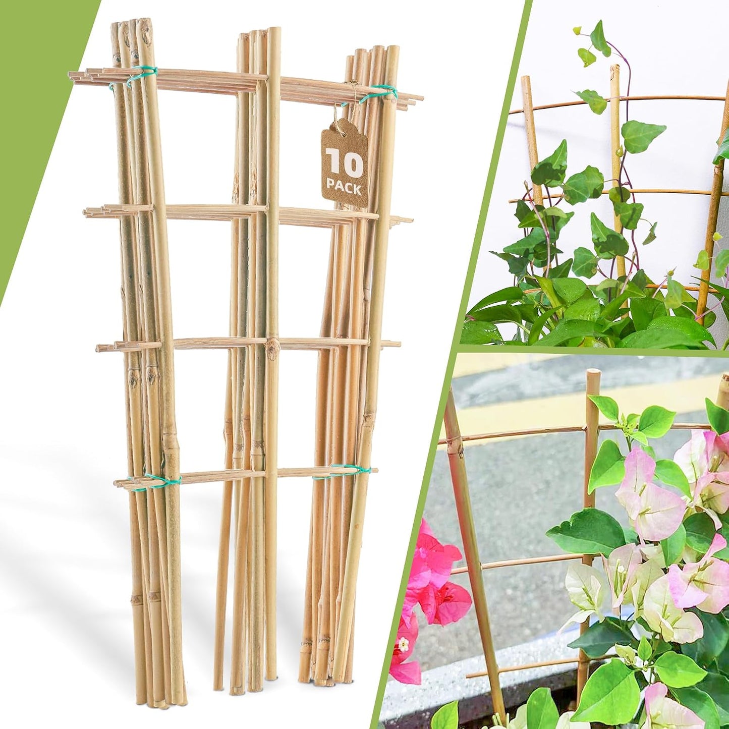 10 Pack 16" Bamboo Trellis for Climbing Plants, Fan-Shaped Plant Support