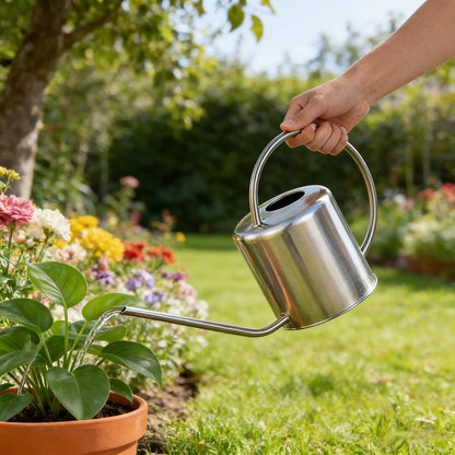 51 Oz Stainless Steel Watering Can Modern Style Watering Pot, Watering Can with Long Spout for Easy Pour, Water Outdoor Garden, Indoor Plant (Silver)