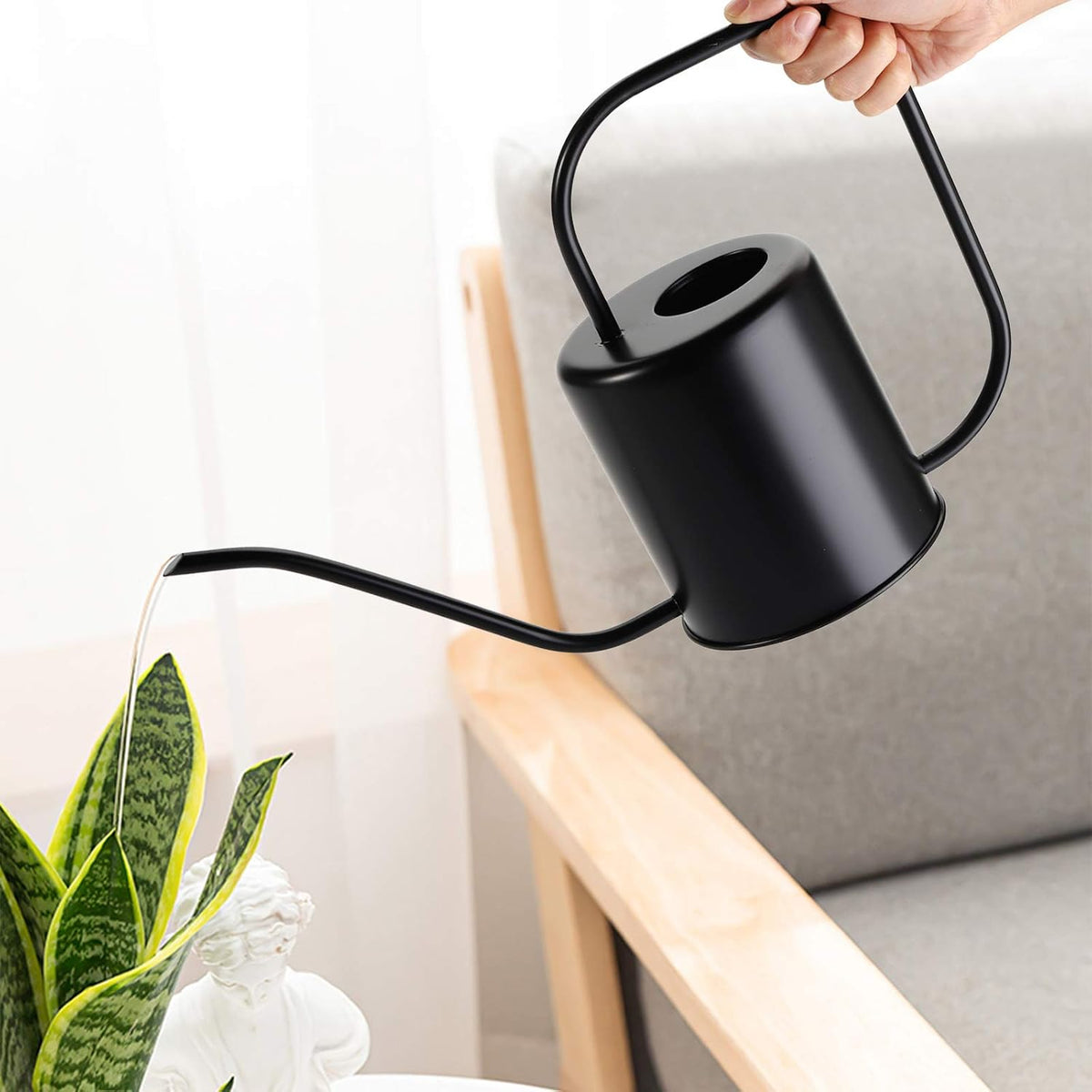 51 Oz Stainless Steel Watering Can Modern Style Watering Pot, Watering Can with Long Spout for Easy Pour, Water Outdoor Garden, Indoor Plant (Silver)