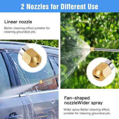 2026 Upgraded Jet Nozzle Power Washer Wand with 2 High Pressure Nozzles and Quick Connectors for Garden Hose, Hydro 2-in-1 High Pressure Heavy Duty Metal Nozzles for Watering Sprayer Cleaning Tool