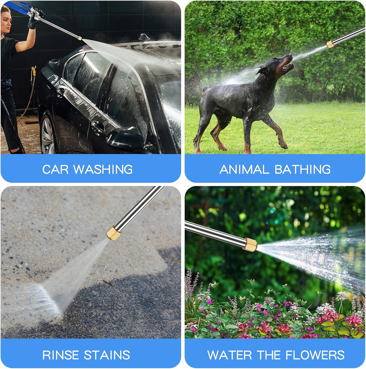 2026 Upgraded Jet Nozzle Power Washer Wand with 2 High Pressure Nozzles and Quick Connectors for Garden Hose, Hydro 2-in-1 High Pressure Heavy Duty Metal Nozzles for Watering Sprayer Cleaning Tool