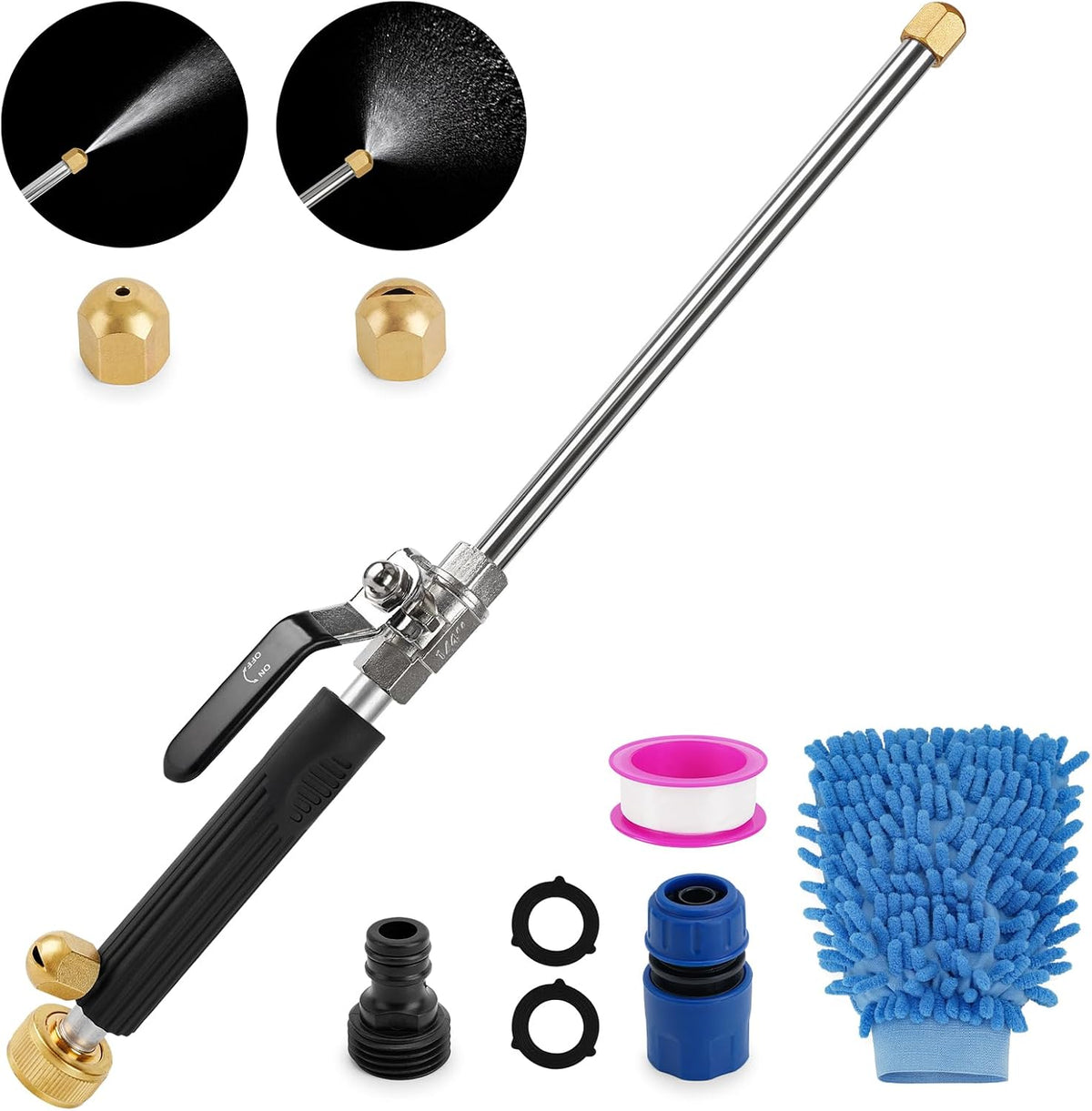 2026 Upgraded Jet Nozzle Power Washer Wand with 2 High Pressure Nozzles and Quick Connectors for Garden Hose, Hydro 2-in-1 High Pressure Heavy Duty Metal Nozzles for Watering Sprayer Cleaning Tool