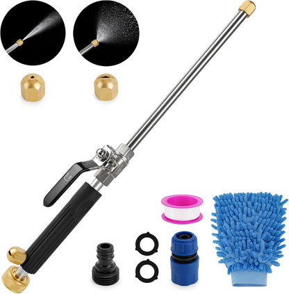 2026 Upgraded Jet Nozzle Power Washer Wand with 2 High Pressure Nozzles and Quick Connectors for Garden Hose, Hydro 2-in-1 High Pressure Heavy Duty Metal Nozzles for Watering Sprayer Cleaning Tool