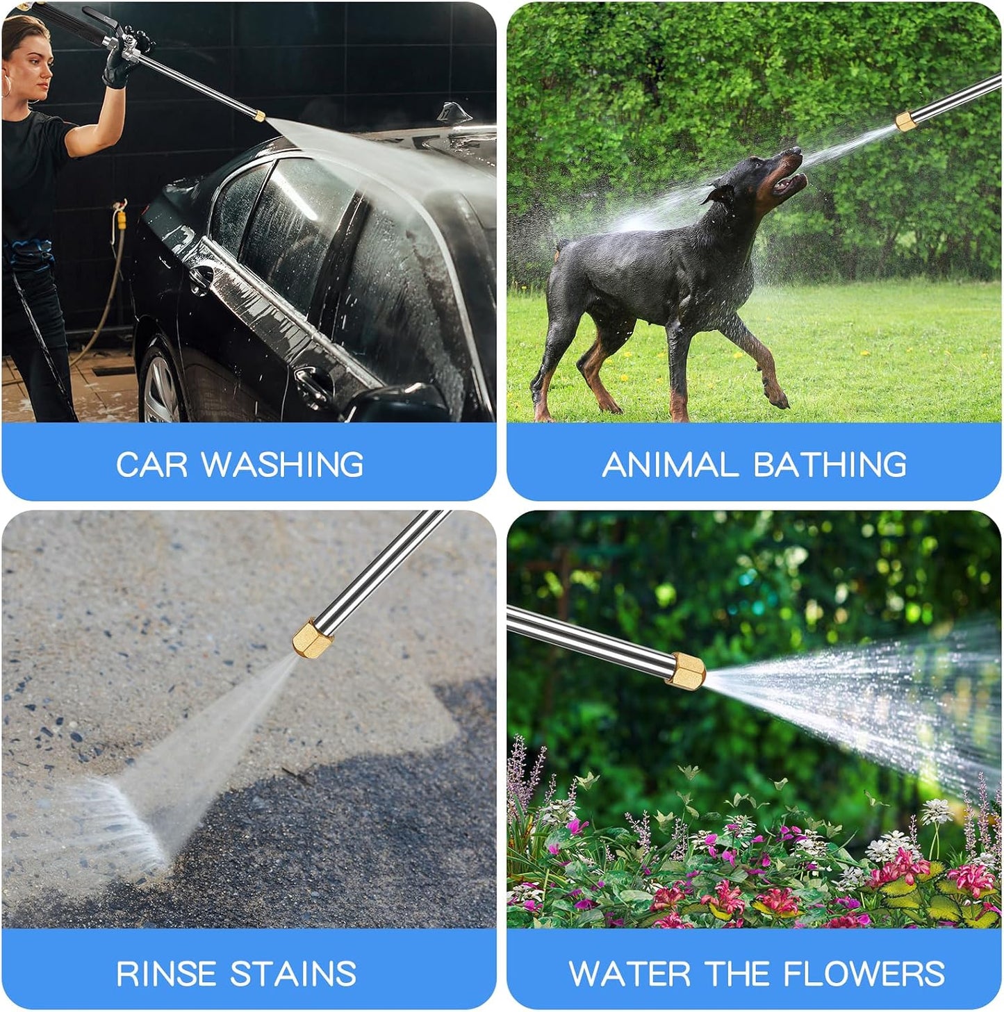 2026 Upgraded Jet Nozzle Power Washer Wand with 2 High Pressure Nozzles and Quick Connectors for Garden Hose, Hydro 2-in-1 High Pressure Heavy Duty Metal Nozzles for Watering Sprayer Cleaning Tool