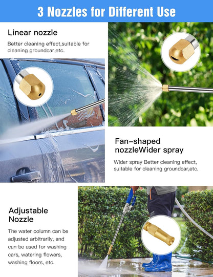 2026 Upgraded Jet Nozzle Power Washer Wand with 2 High Pressure Nozzles and Quick Connectors for Garden Hose, Hydro 2-in-1 High Pressure Heavy Duty Metal Nozzles for Watering Sprayer Cleaning Tool