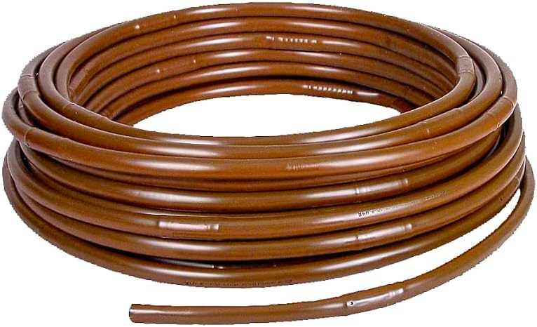 Drip Hose Emitter Tubing 100 Foot 1/2” - Brown Seeping Drip Soaker Hose with Emitter Hole Every 18” - More Reliable and Consistent Watering - Saves 80% more Water