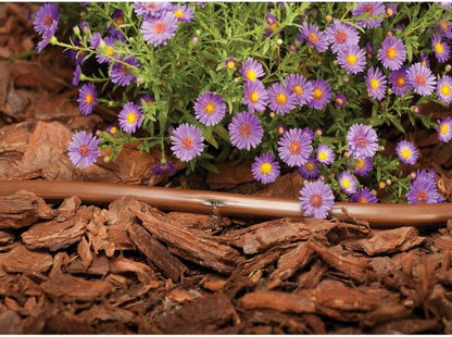 Drip Hose Emitter Tubing 100 Foot 1/2” - Brown Seeping Drip Soaker Hose with Emitter Hole Every 18” - More Reliable and Consistent Watering - Saves 80% more Water