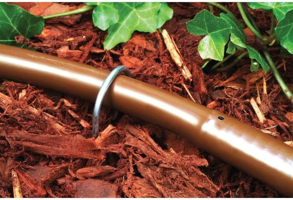 Drip Hose Emitter Tubing 100 Foot 1/2” - Brown Seeping Drip Soaker Hose with Emitter Hole Every 18” - More Reliable and Consistent Watering - Saves 80% more Water