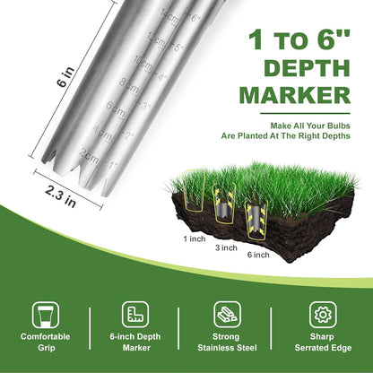 Bulb Planter Tool, 6 inches Depth Mark Tulip Bulb Planter Tool