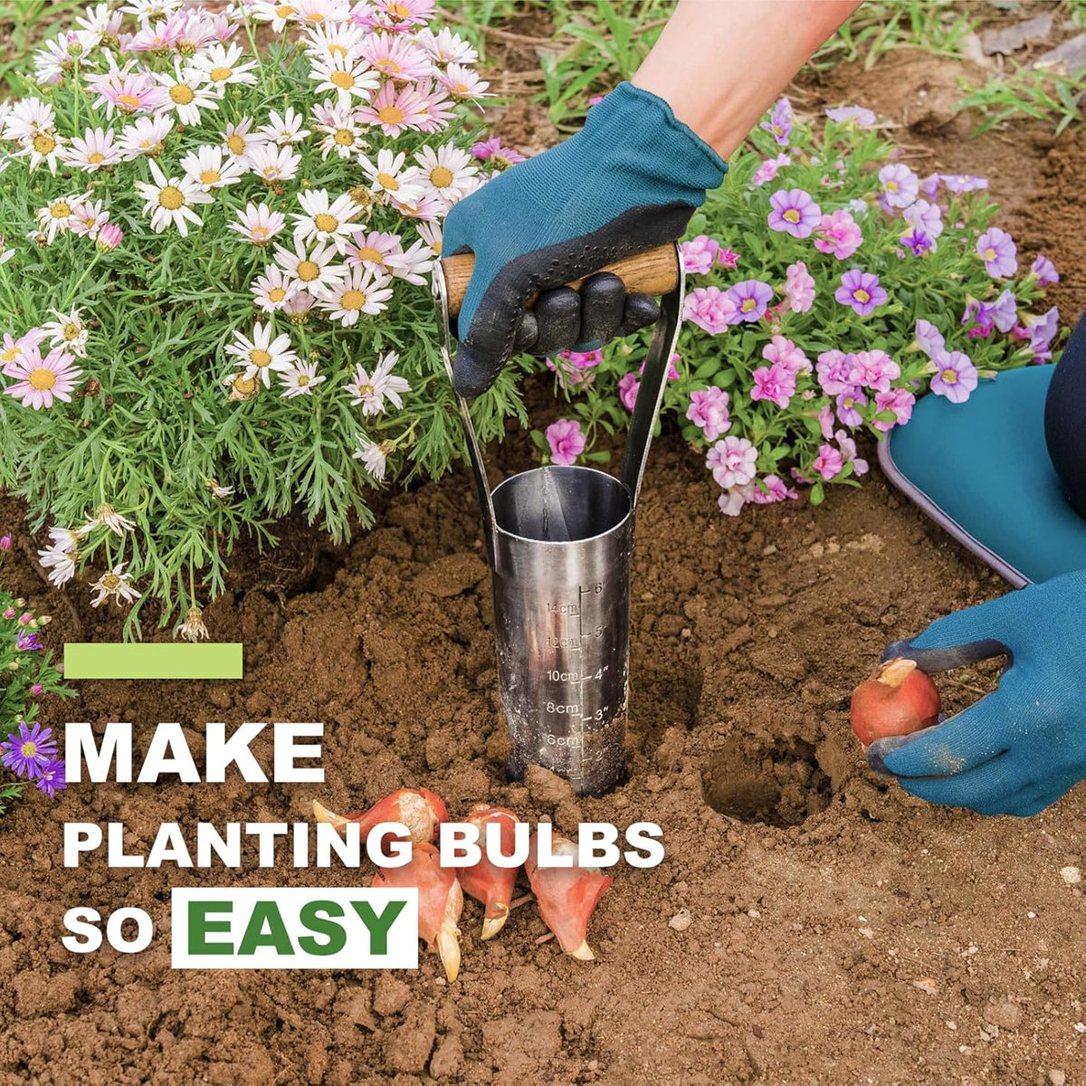 Bulb Planter Tool, 6 inches Depth Mark Tulip Bulb Planter Tool