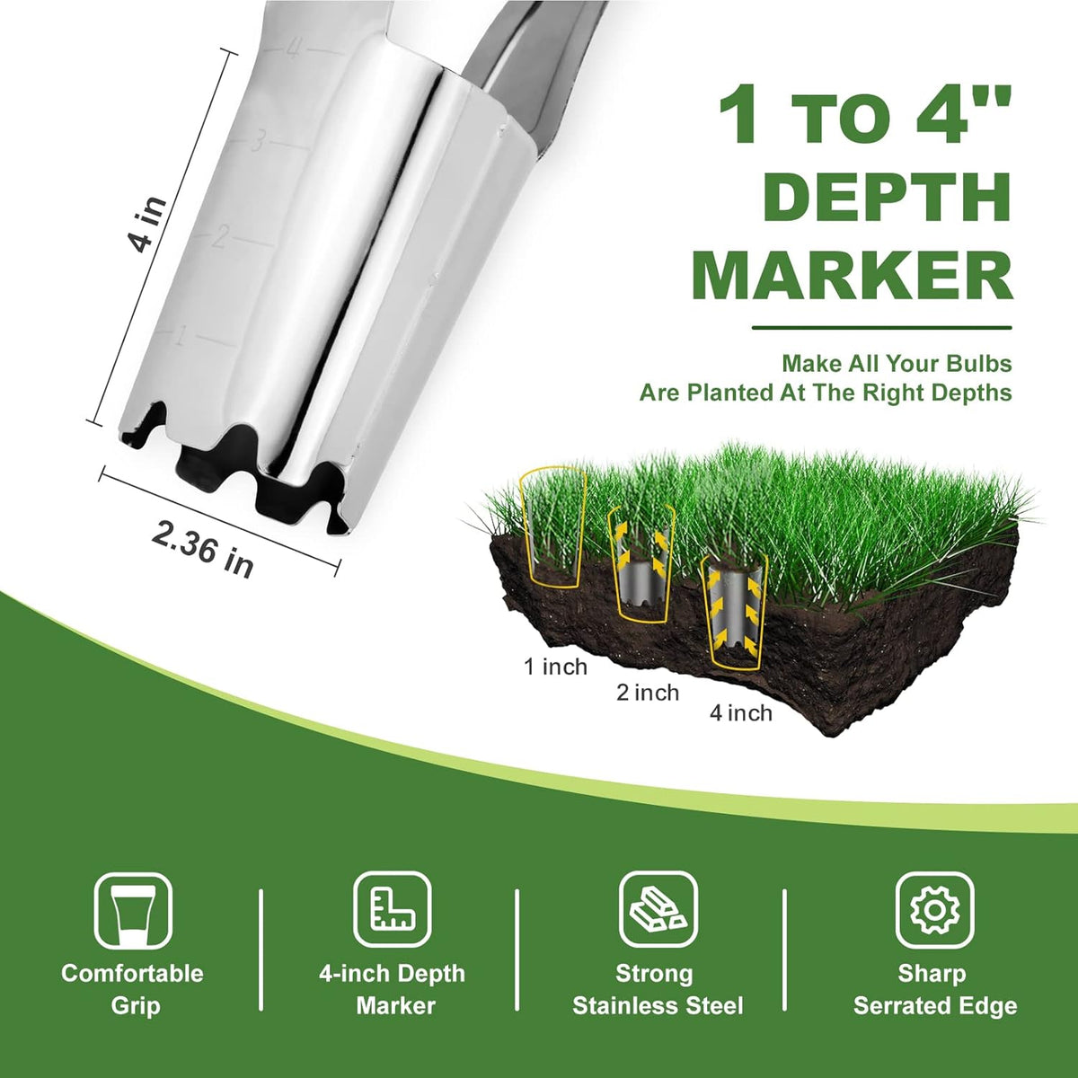 Bulb Planter Tool, 6 inches Depth Mark Tulip Bulb Planter Tool