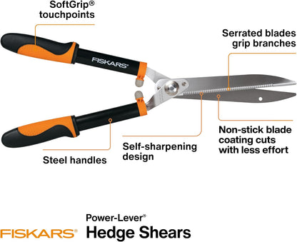 25"-33" Power-Lever Extendable Garden Hedge Shears, 10” Blades