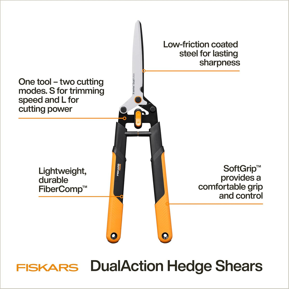 25"-33" Power-Lever Extendable Garden Hedge Shears, 10” Blades