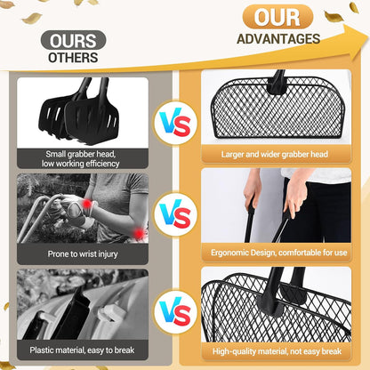 Leaf Grabber Rake with Long Handle, Lightweight Metal Leaves Rakes, Leaf Collector for Gardening, Leaf and Grass Picker Upper, Efficient and Labor-Saving Yard Rake Leaf Grabber No Bending Over