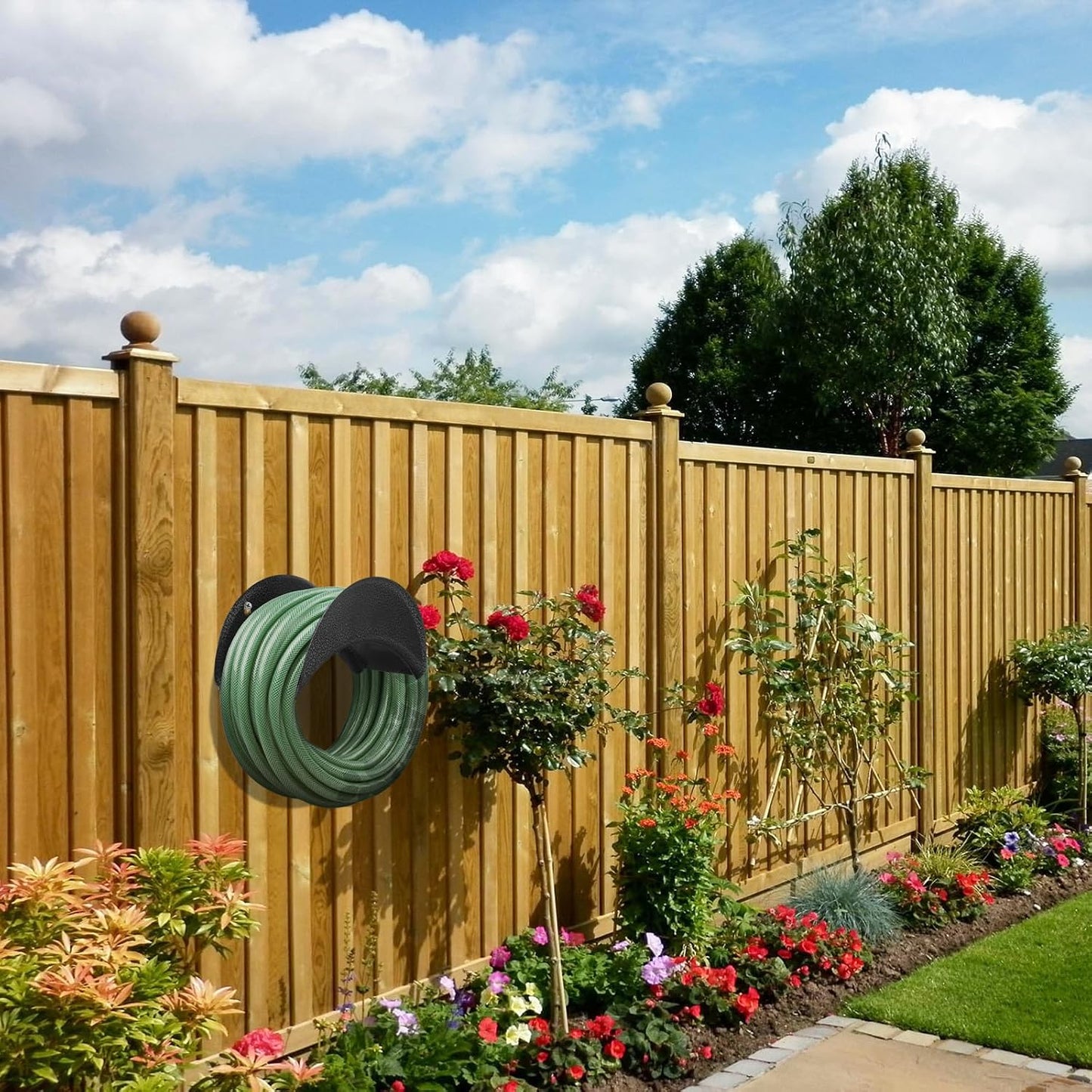 Garden Hose Holder Heavy Duty Wall Mount, High Carbon Steel Hose Hanger for Outside Yard, Rust Proof
