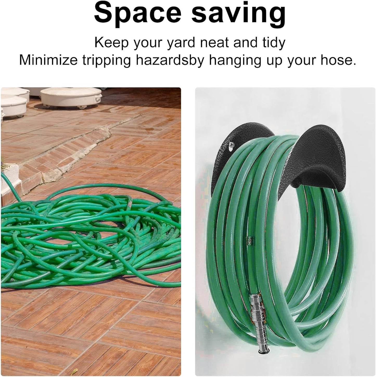 Garden Hose Holder Heavy Duty Wall Mount, High Carbon Steel Hose Hanger for Outside Yard, Rust Proof
