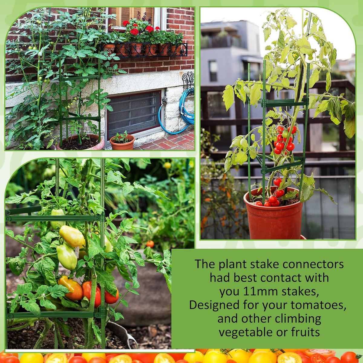 24 Pcs Garden Adjustable Stake Arms for Tomato Cage 10 to 14''