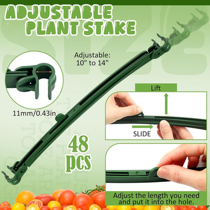 24 Pcs Garden Adjustable Stake Arms for Tomato Cage 10 to 14''