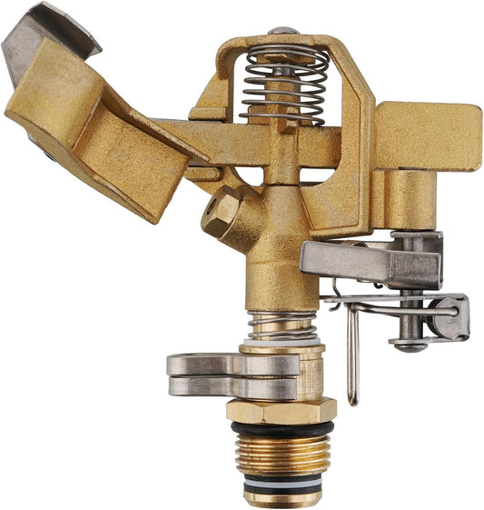 Brass Impact Sprinkler,Heavy Duty Brass Sprinklers for Yard Lawn Garden,Adjustable 20° - 360° Pattern, 20' - 41' Spray Distance