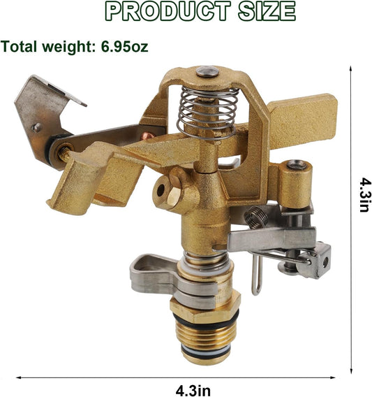 Brass Impact Sprinkler,Heavy Duty Brass Sprinklers for Yard Lawn Garden,Adjustable 20° - 360° Pattern, 20' - 41' Spray Distance